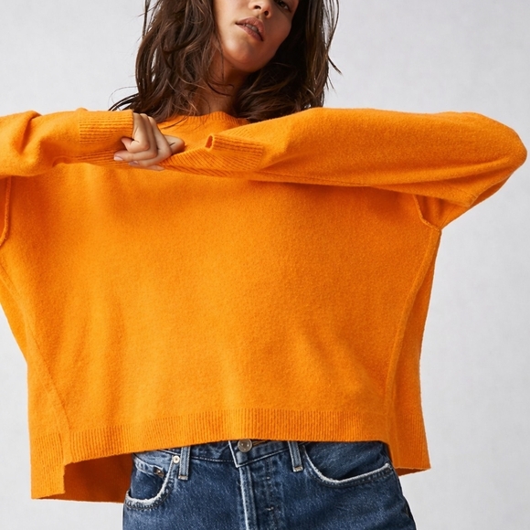 Free People Sweaters - Nwt Free People Luna Pullover Sweater Bright Marigold Oversized Coastal Spring S